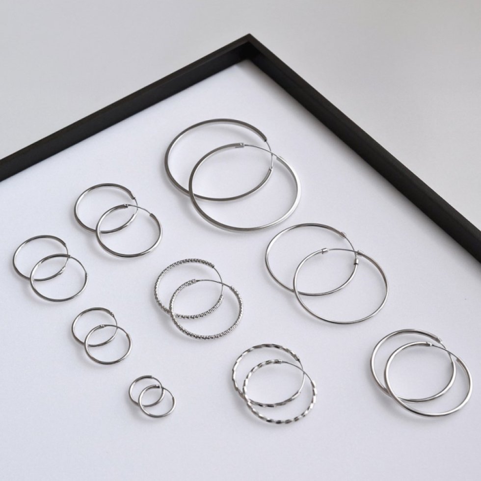 Stříbrné náušnice kruhy 61001