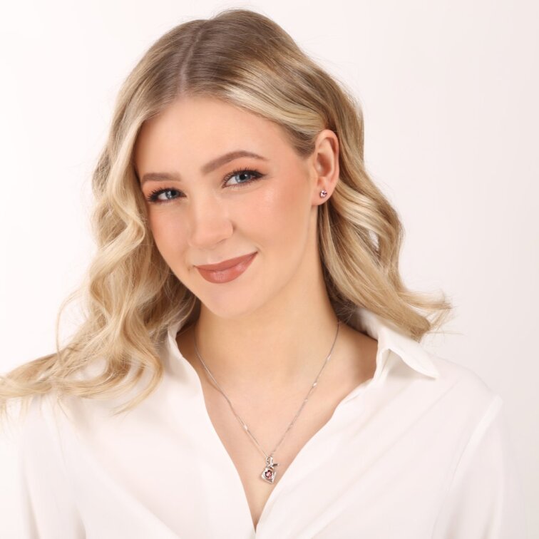 Stříbrný náhrdelník se Swarovski krystaly srdce růžové 32071.3