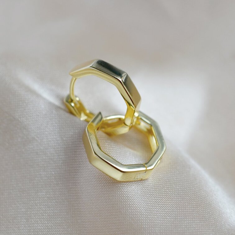 Pozlátené náušnice hranaté kruhy 61102