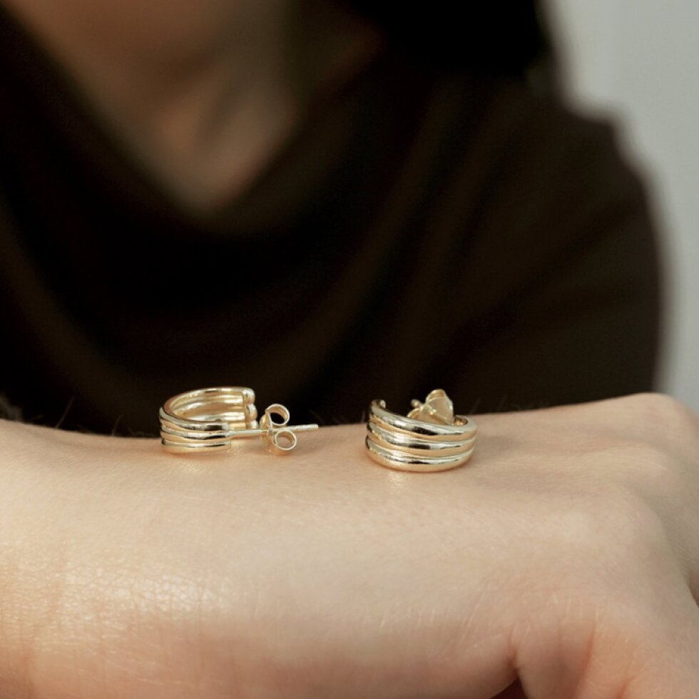 Pozlacené náušnice půlkruhy 61154