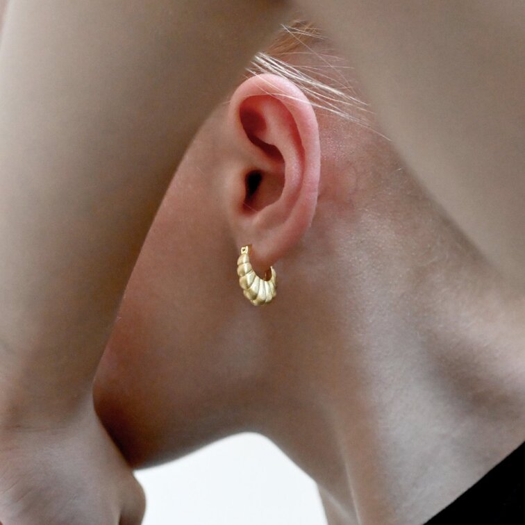 Pozlacené stříbrné náušnice tvarované kruhy 61107