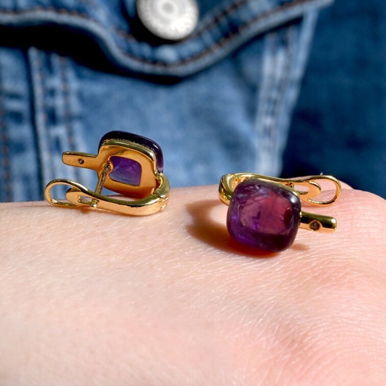 Pozlátené náušnice s ametystom 11731.3