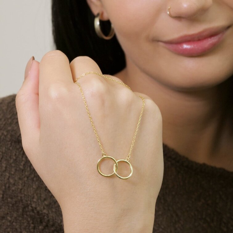 Pozlacený stříbrný náhrdelník s kroužky 62026