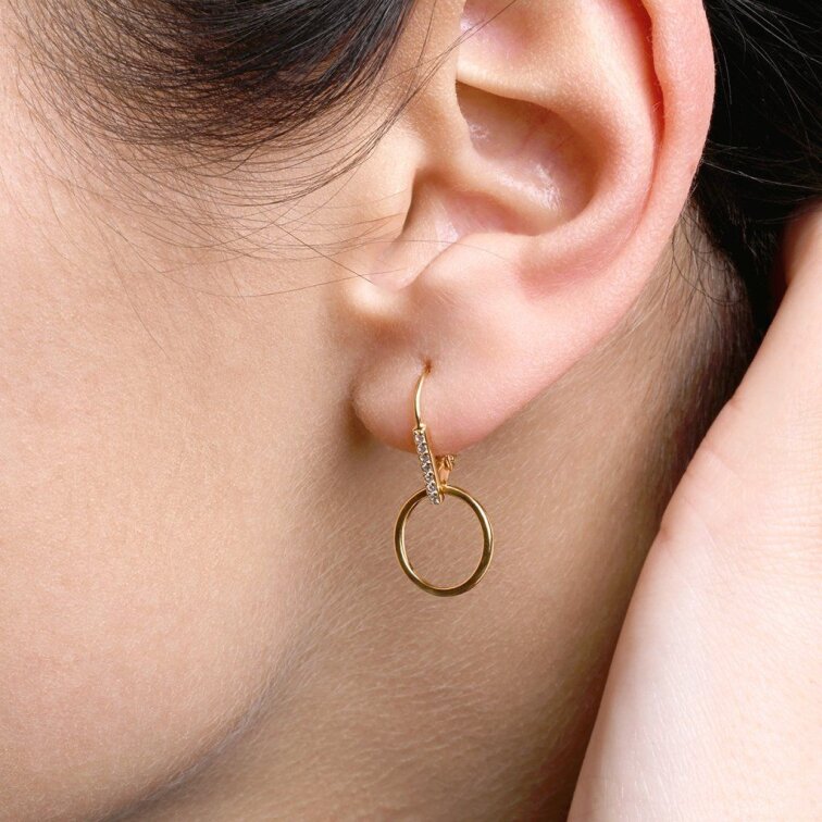 Pozlátené strieborné náušnice visiaci krúžok 11539.1