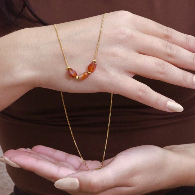 Náhrdelník s červeným achátem 42036.3 ocel