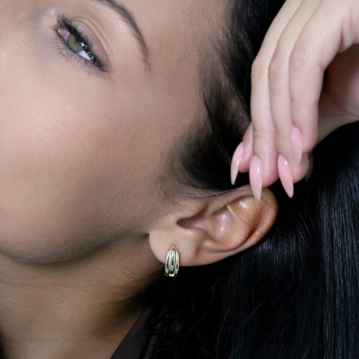 Pozlacené stříbrné náušnice kruhy 61071