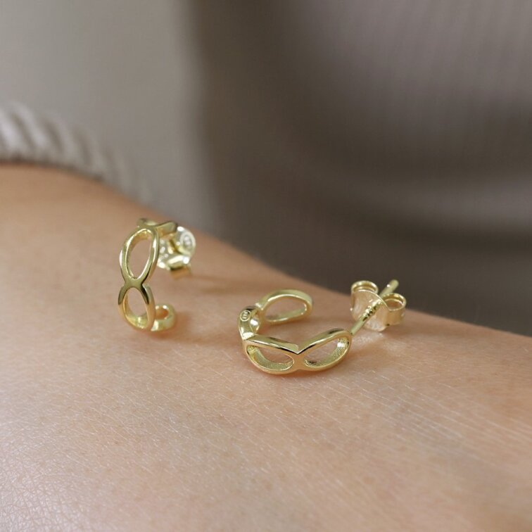 Pozlacené náušnice elegantní půlkruhy 61166