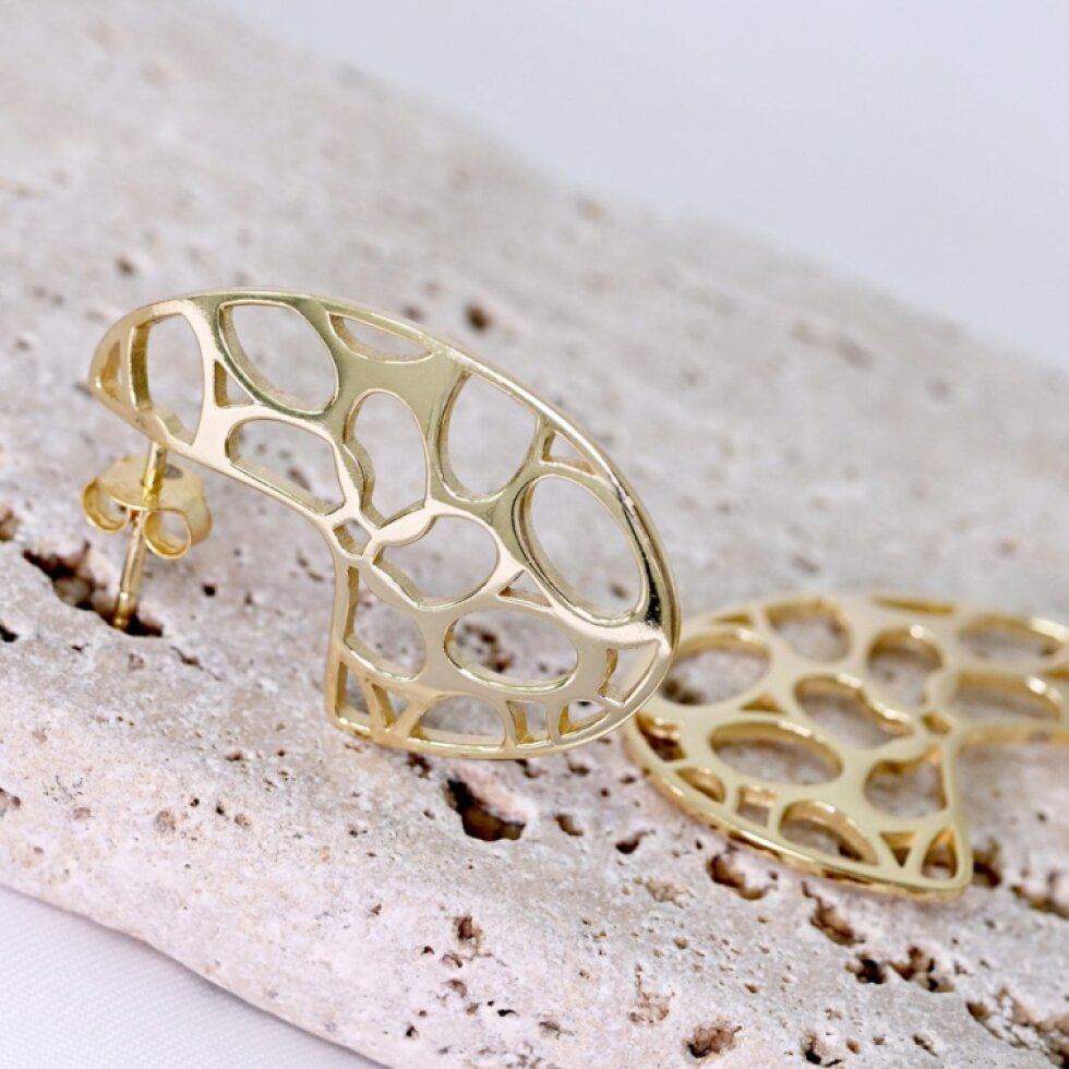 Pozlacené náušnice s moderním vzorem 61171