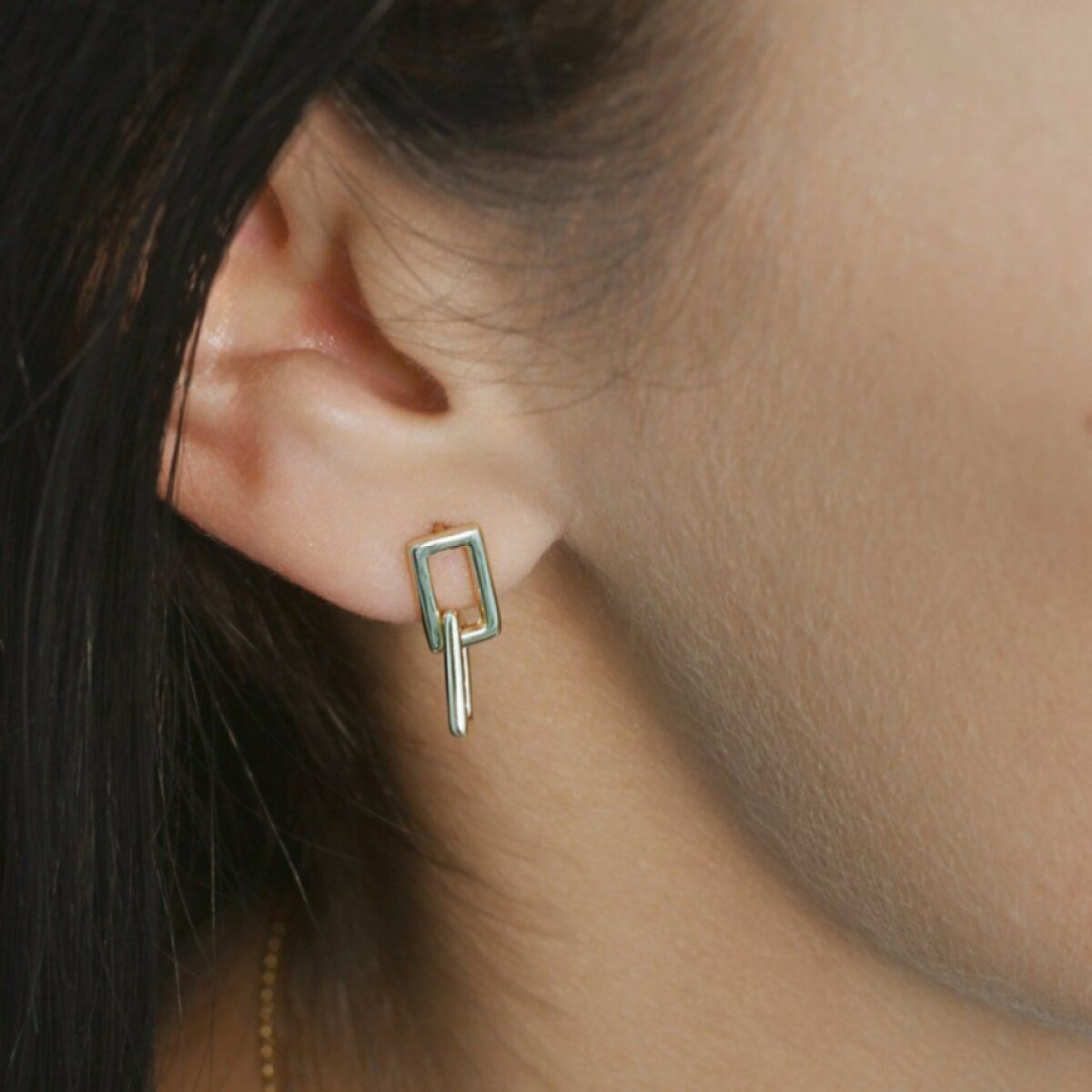 Pozlátené náušnice dvojité obdĺžniky 61150