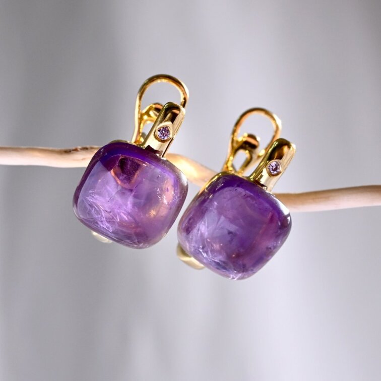 Pozlátené náušnice s ametystom 11731.3
