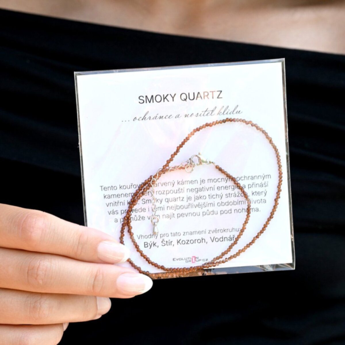Náhrdelník so smoky quartz kamene 42012.3 oceľ