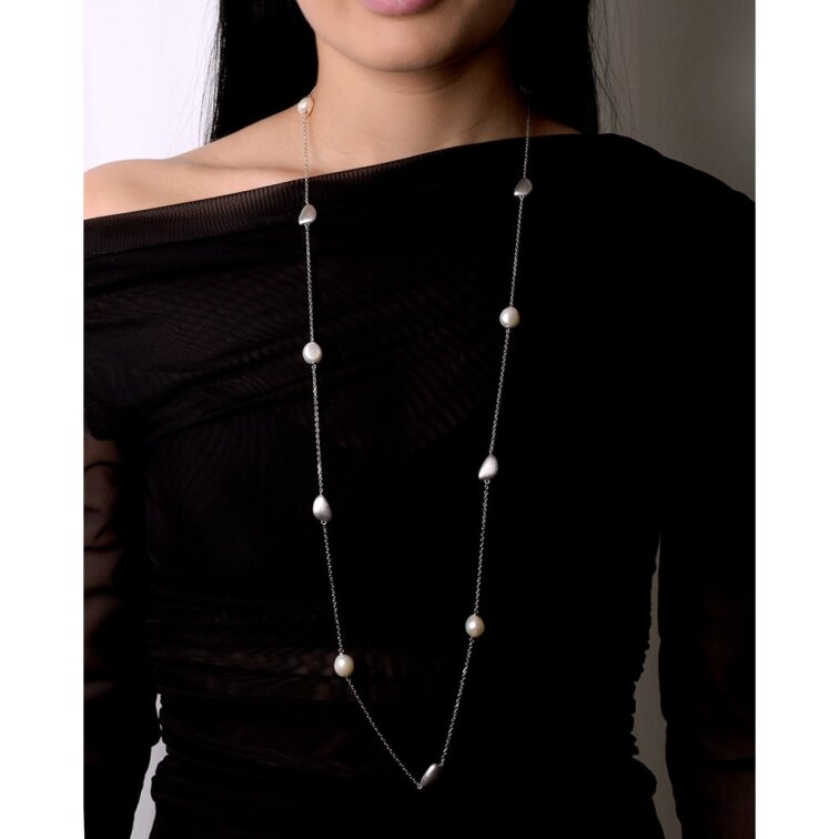 Strieborný náhrdelník s riečnymi perlami 22060.1