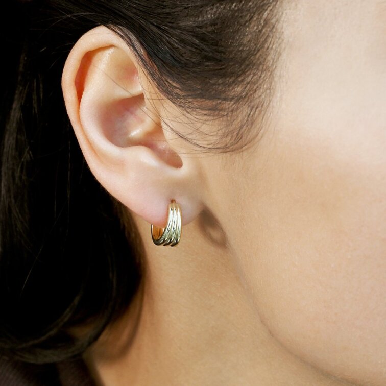 Pozlacené náušnice půlkruhy 61154