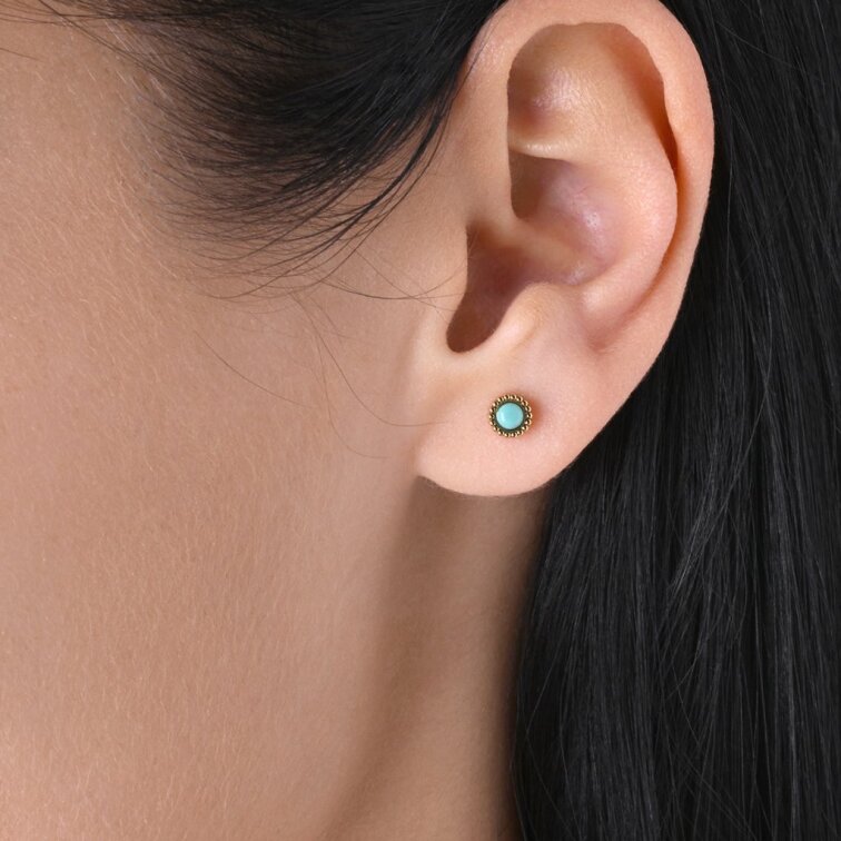 Náušnice oceľové s tyrkysom 41016.3