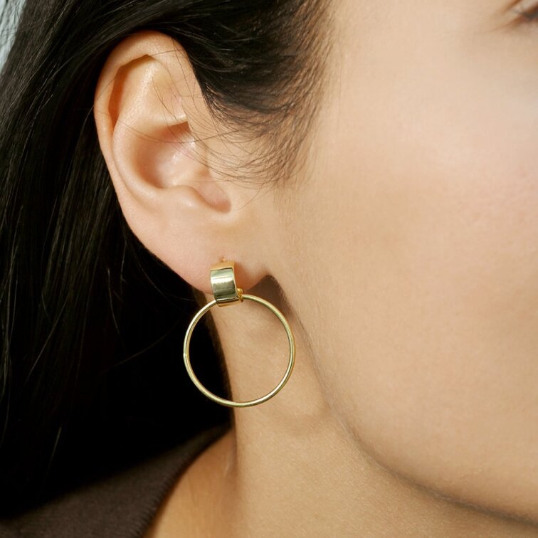 Pozlacené náušnice visací kruhy 61167