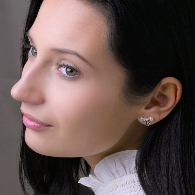 Pozlátené náušnice mašličky 11802.1