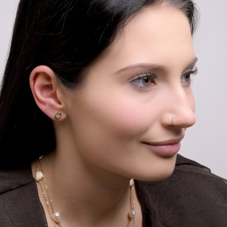 Pozlacené náušnice se zirkonovým srdíčkem 11790.1