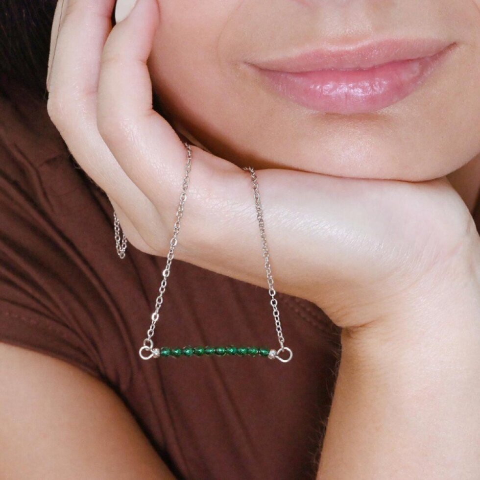 Ocelový náhrdelník zelený 42038.3