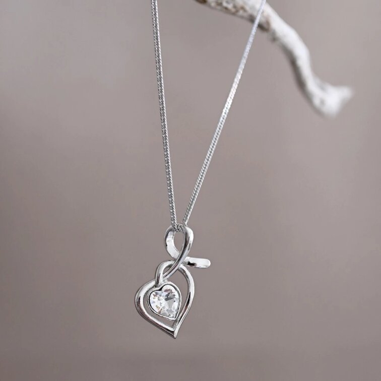 Stříbrný náhrdelník se Swarovski krystalem bílé srdce 32071.1