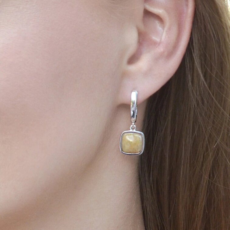 Strieborné visiace náušnice s fosílnym koralom 11738.3