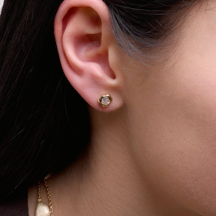 Pozlacené náušnice se zirkonovým srdíčkem 11790.1