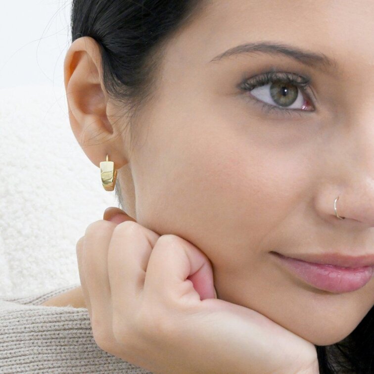 Pozlátené Strieborné Náušnice 61072 - Elegantné Kruhy s Klapkou