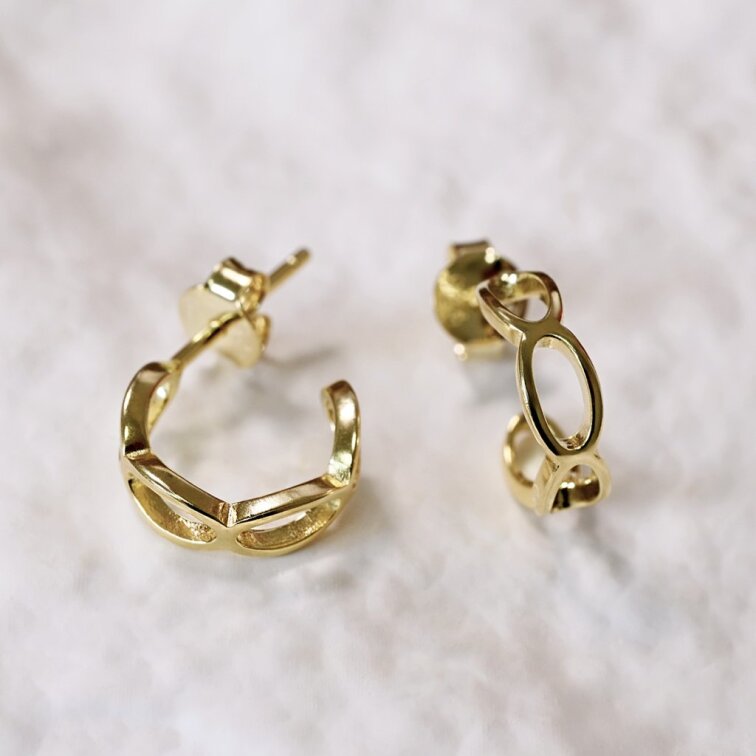 Pozlacené náušnice elegantní půlkruhy 61166