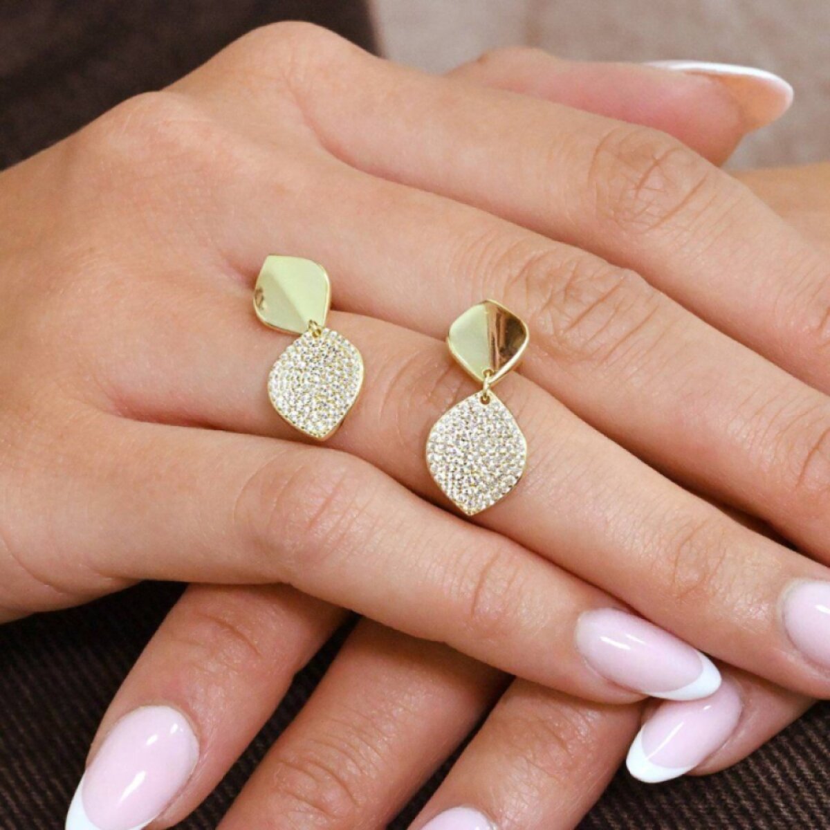 Pozlacené náušnice dvojité kapky 11788.1