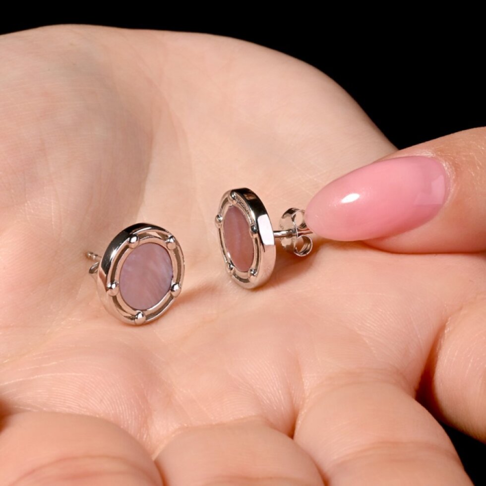 Strieborné náušnice s ružovou perleťou 11727.3