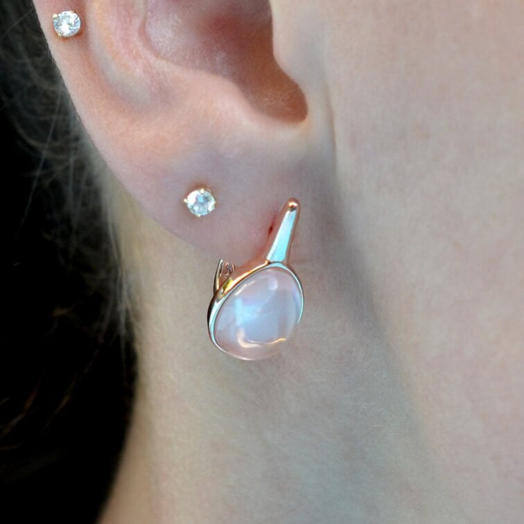 Pozlátené náušnice kvapky s ruženínom 11730.3 rose gold