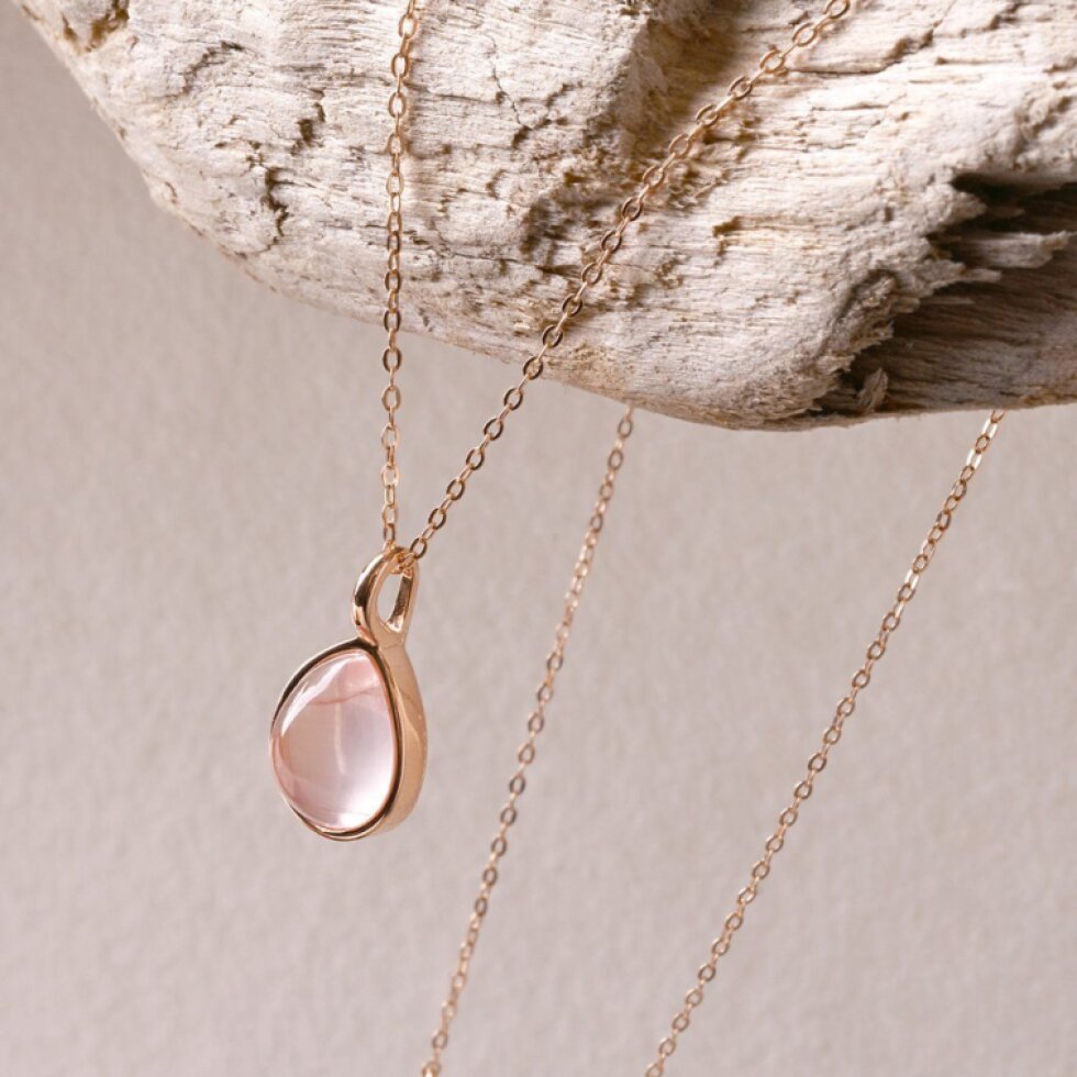 Pozlacený náhrdelník s růženínem 12156.3 rose gold