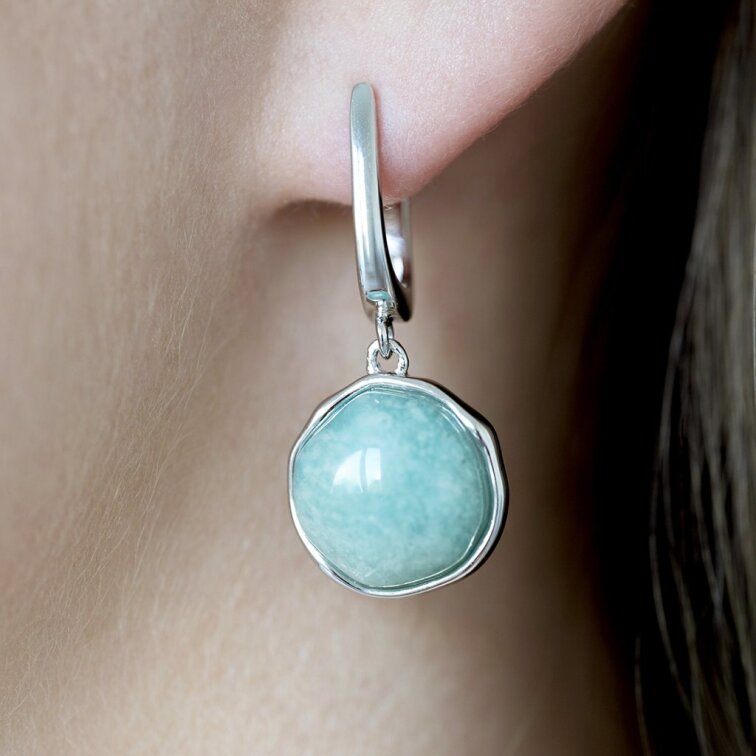 Strieborné visiace náušnice s amazonitom 11735.3