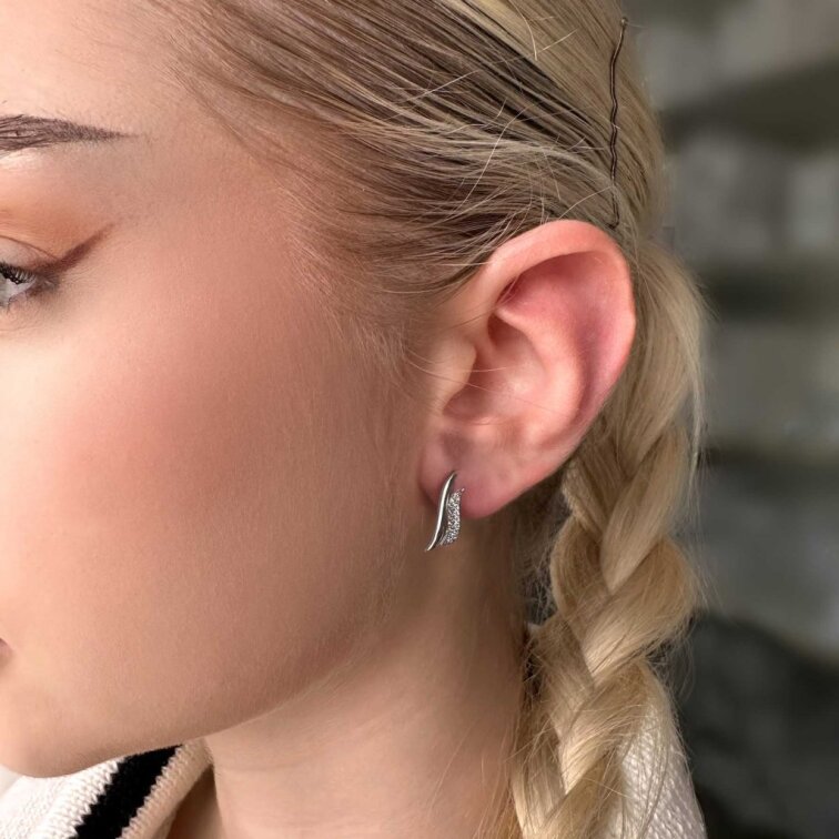 Stříbrné náušnice pecky s bílými zirkony 11446.1