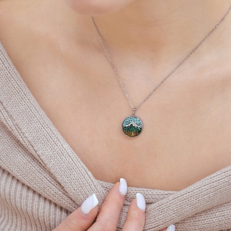 Náhrdelník hory s tyrkysem a malachitem 42040.3 ocel