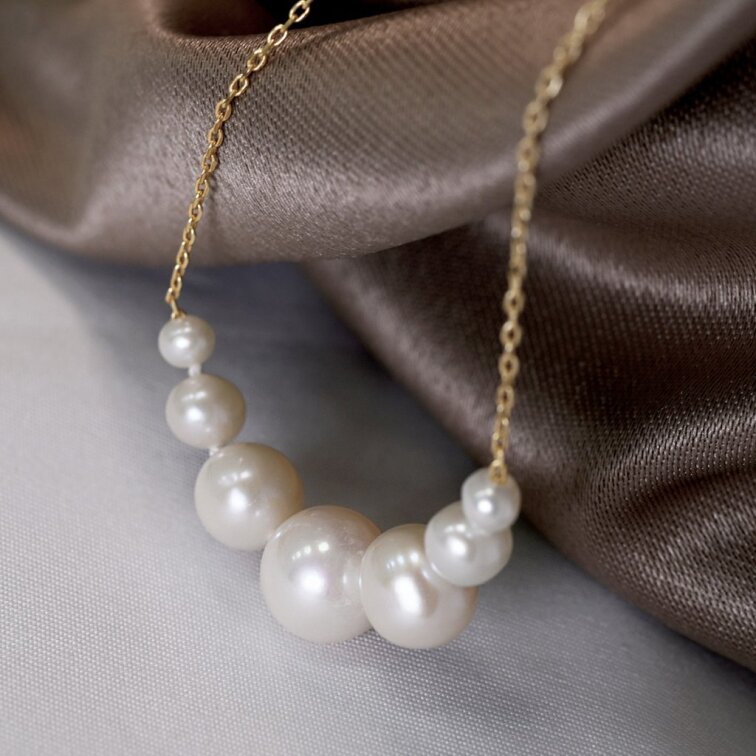 Pozlátený náhrdelník s riečnymi perlami 22063.1