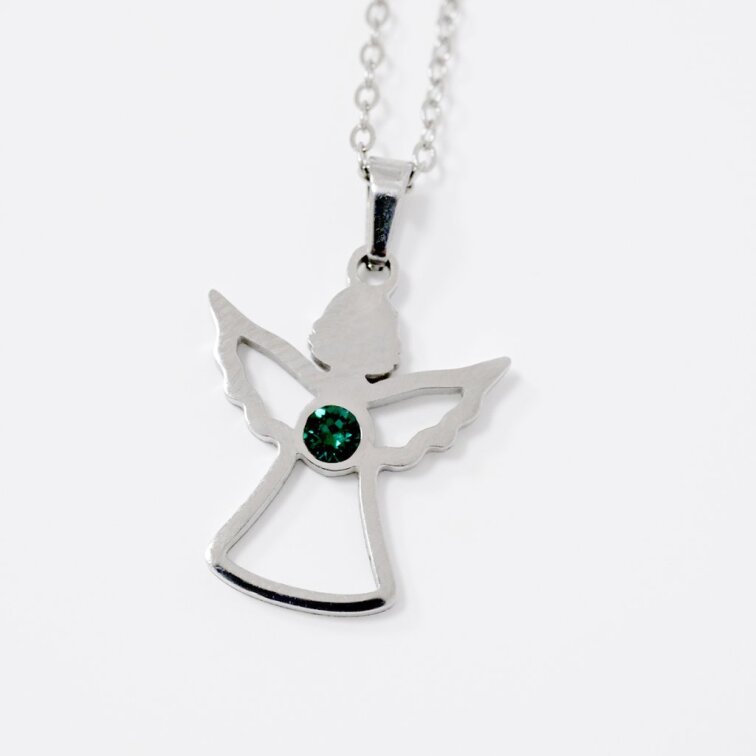 Náhrdelník anděl se Swarovski krystaly 42043.3 zelený