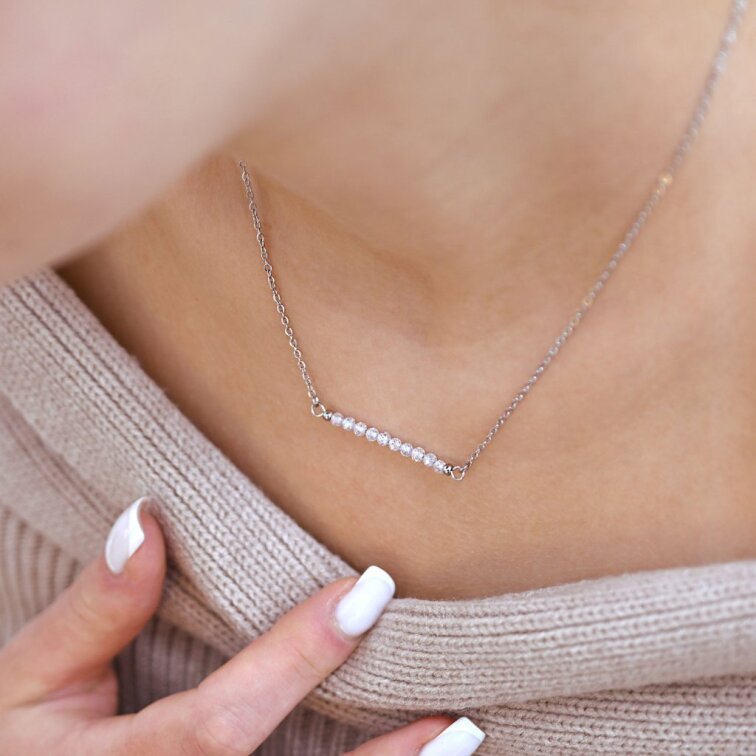 Oceľový náhrdelník biely 42038.1