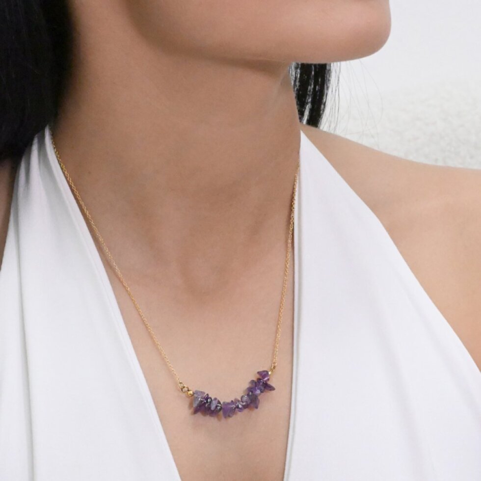 Náhrdelník s kamenem ametyst 42037.3 ocel