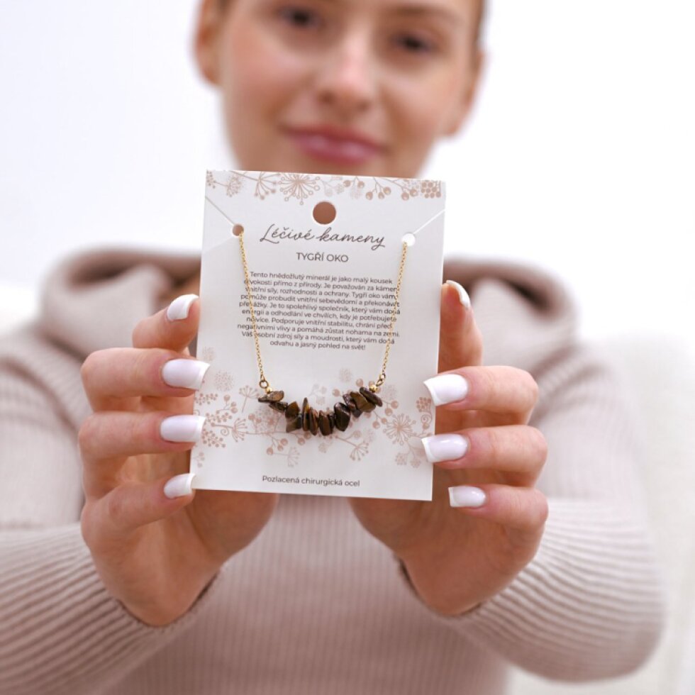 Náhrdelník s kamenem tygří oko 42037.3 ocel