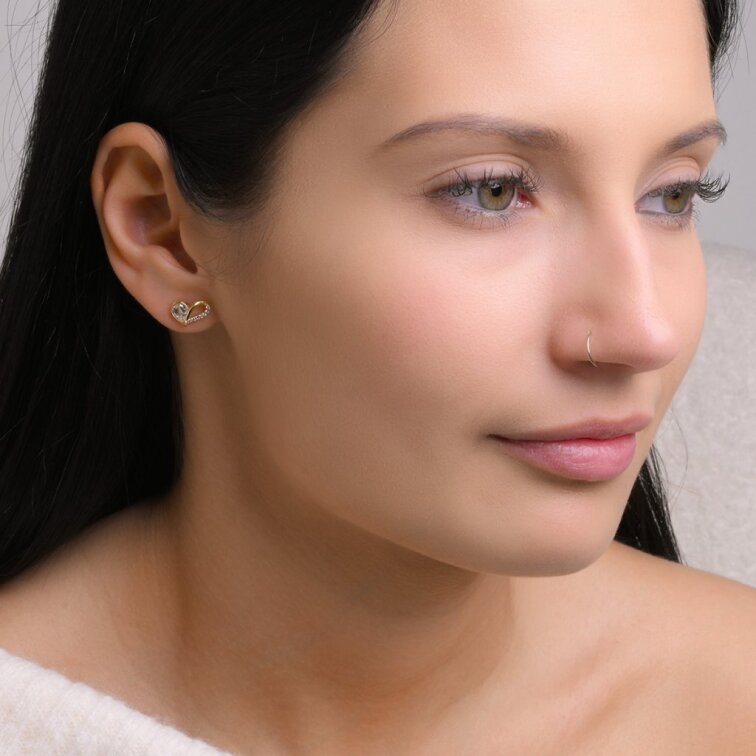 Pozlátené náušnice srdiečka so zirkónmi 11751.1