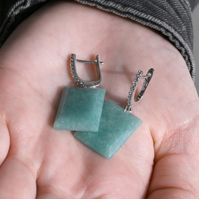 Strieborné náušnice s amazonitom 11743.3