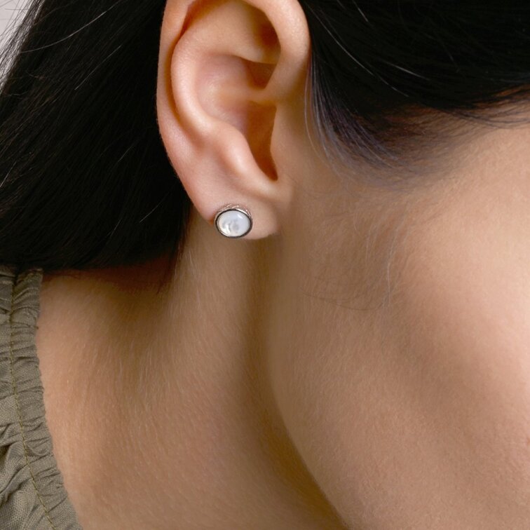 Stříbrné náušnice perleťová kolečka 11798.1