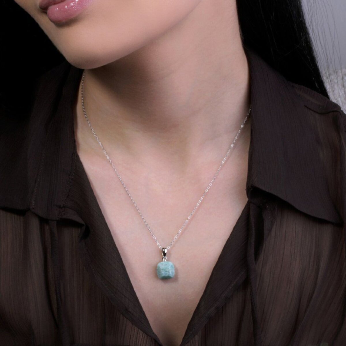 Stříbrný náhrdelník s amazonitem 12165.3