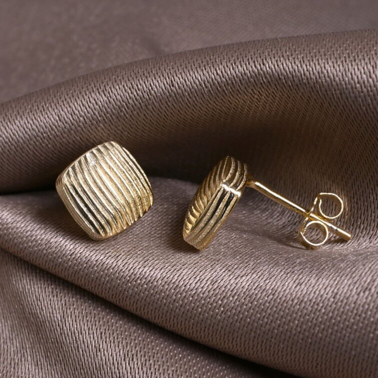 Pozlacené náušnice čtverečky 61147