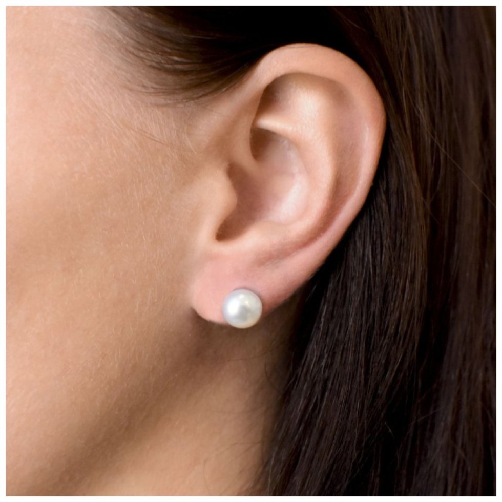 Stříbrné náušnice pecky s bílou říční perlou 21004.1