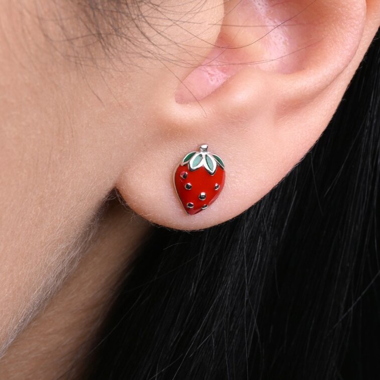 Stříbrné náušnice jahůdky 61138