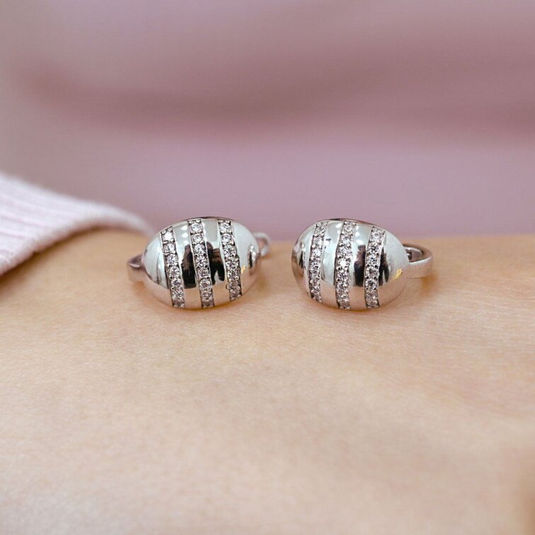 Stříbrné náušnice visací se zirkonem v bílé barvě 11236.1