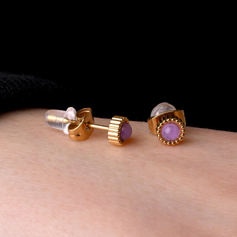 Náušnice oceľové s ametystom 41016.3