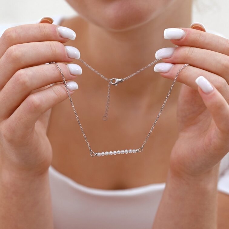 Oceľový náhrdelník biely 42038.1