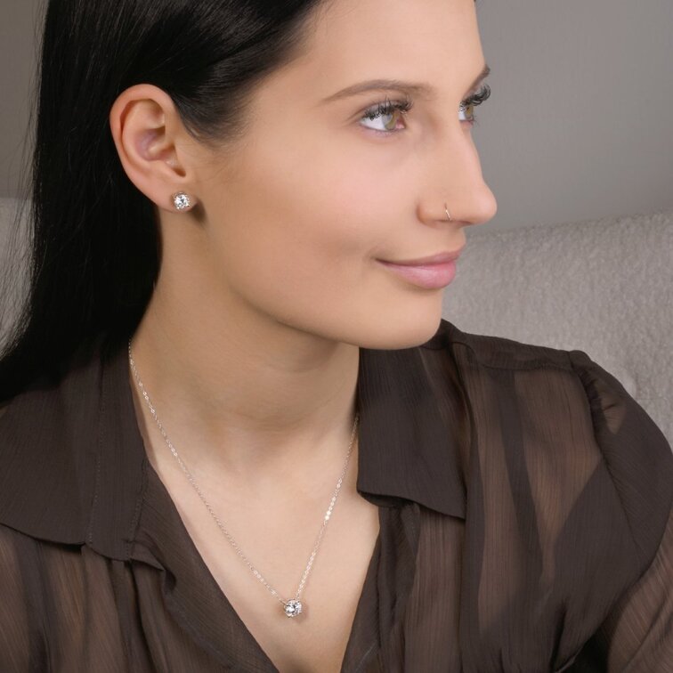 Stříbrný náhrdelník ELEN 12M00006 moissanite